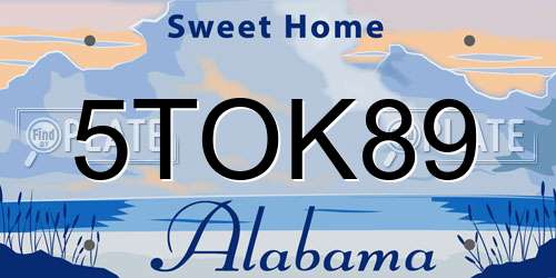 5TOK89 Alabama License Plate