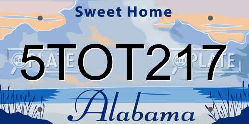 5TOT217 Alabama License Plate