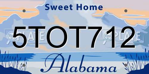 5TOT712 Alabama License Plate