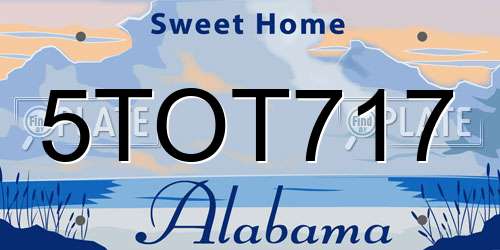 5TOT717 Alabama License Plate