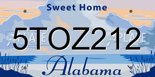 5TOZ212 Alabama License Plate