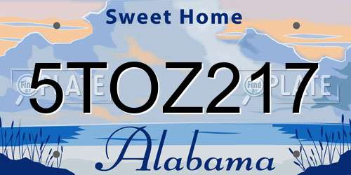 5TOZ217 Alabama License Plate