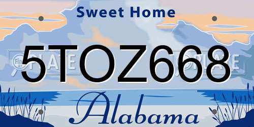 5TOZ668 Alabama License Plate