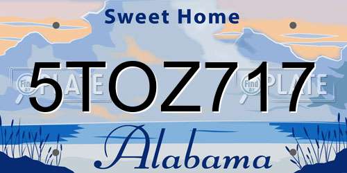 5TOZ717 Alabama License Plate
