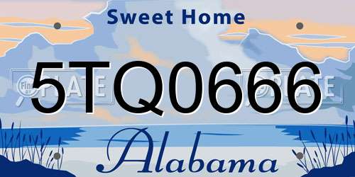 5TQ0666 Alabama License Plate