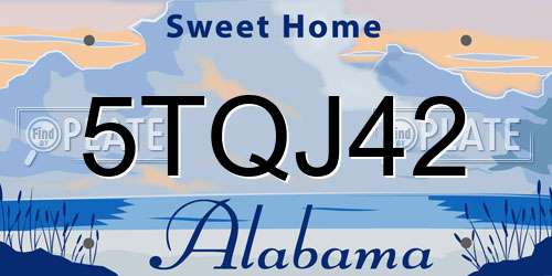 5TQJ42 Alabama License Plate