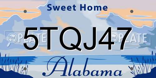 5TQJ47 Alabama License Plate