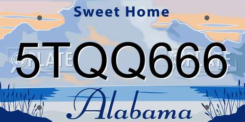 5TQQ666 Alabama License Plate