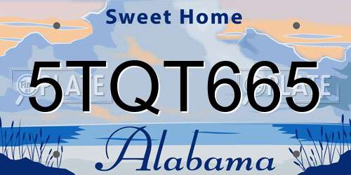 5TQT665 Alabama License Plate