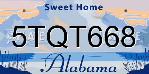 5TQT668 Alabama License Plate