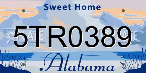 5TR0389 Alabama License Plate