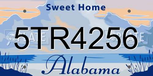 5TR4256 Alabama License Plate