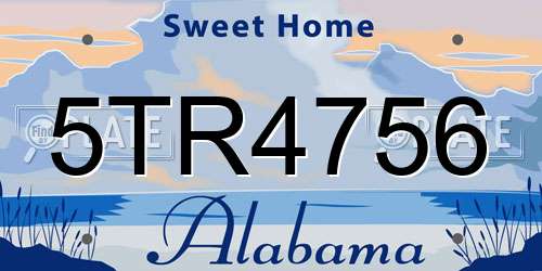 5TR4756 Alabama License Plate