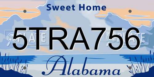 5TRA756 Alabama License Plate