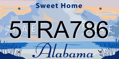 5TRA786 Alabama License Plate