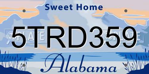 5TRD359 Alabama License Plate