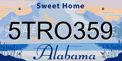 5TRO359 Alabama License Plate