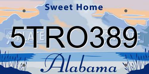 5TRO389 Alabama License Plate