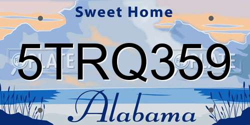 5TRQ359 Alabama License Plate