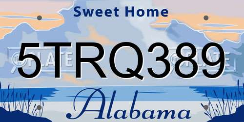 5TRQ389 Alabama License Plate