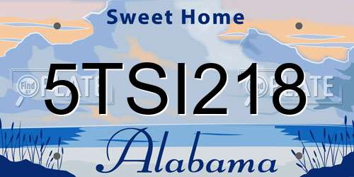 5TSI218 Alabama License Plate