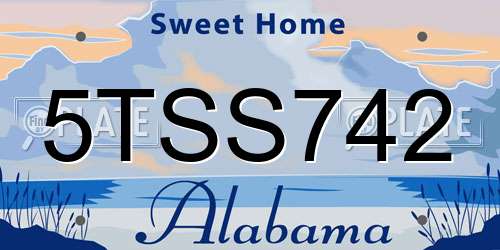 5TSS742 Alabama License Plate