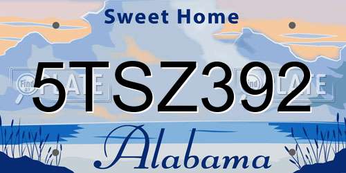 5TSZ392 Alabama License Plate