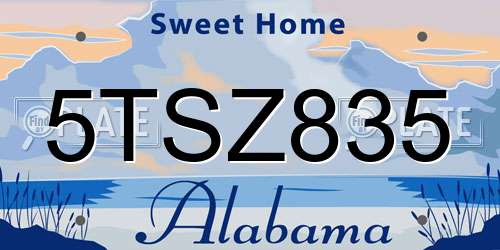 5TSZ835 Alabama License Plate