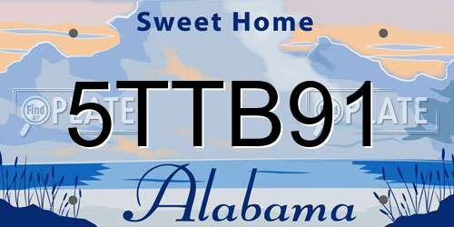 5TTB91 Alabama License Plate