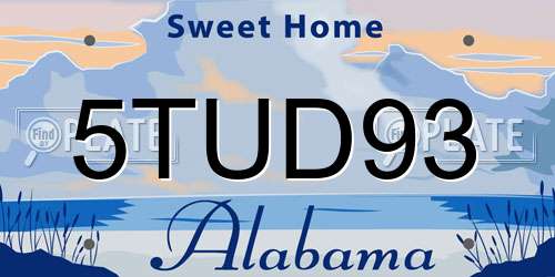 5TUD93 Alabama License Plate