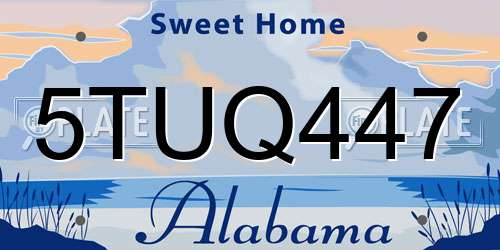 5TUQ447 Alabama License Plate