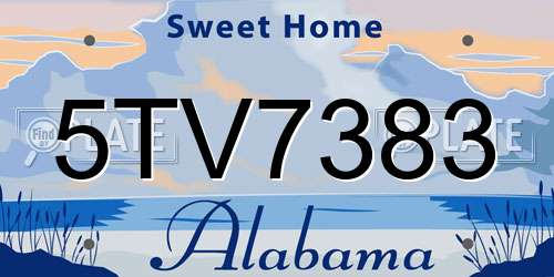 5TV7383 Alabama License Plate