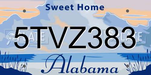 5TVZ383 Alabama License Plate