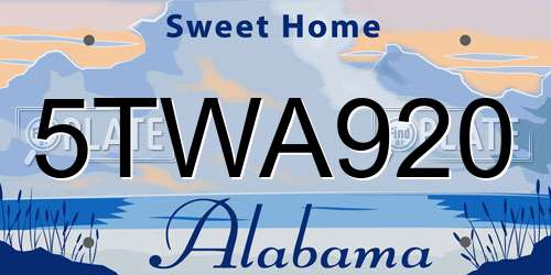 5TWA920 Alabama License Plate