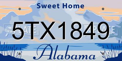 5TX1849 Alabama License Plate