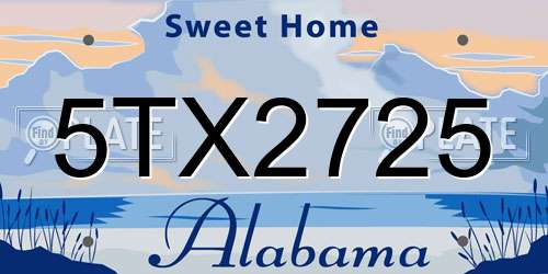 5TX2725 Alabama License Plate