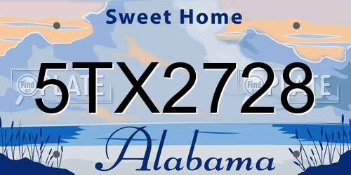 5TX2728 Alabama License Plate