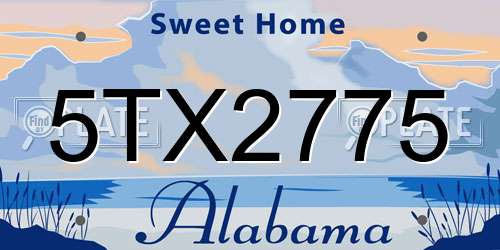 5TX2775 Alabama License Plate
