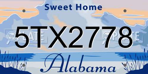 5TX2778 Alabama License Plate