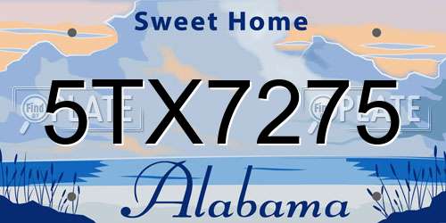 5TX7275 Alabama License Plate