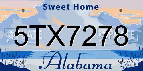 5TX7278 Alabama License Plate