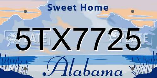 5TX7725 Alabama License Plate