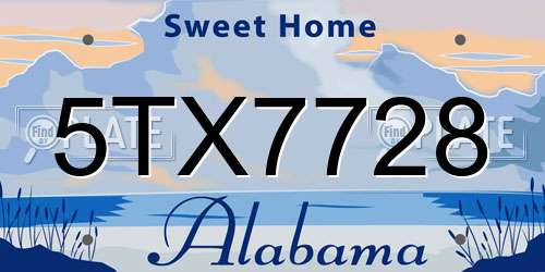 5TX7728 Alabama License Plate