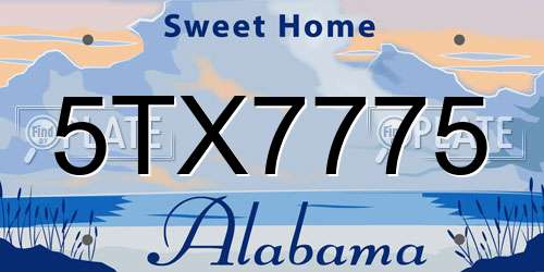 5TX7775 Alabama License Plate