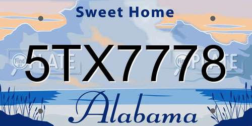 5TX7778 Alabama License Plate