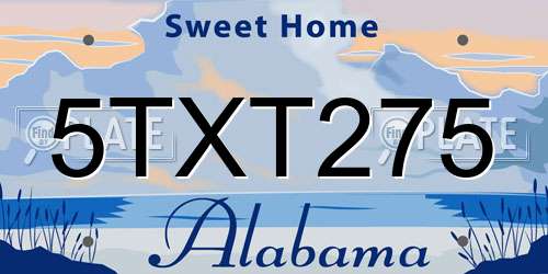 5TXT275 Alabama License Plate