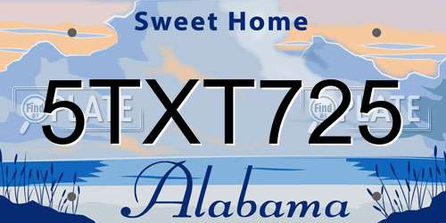 5TXT725 Alabama License Plate