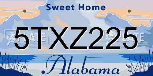 5TXZ225 Alabama License Plate
