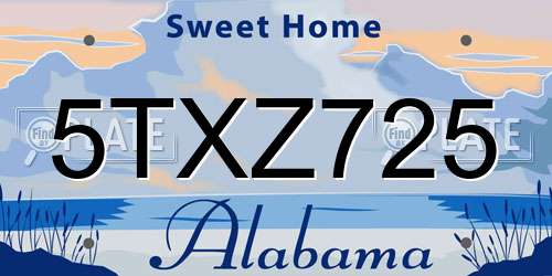 5TXZ725 Alabama License Plate