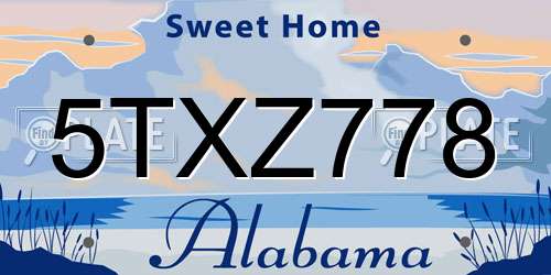 5TXZ778 Alabama License Plate